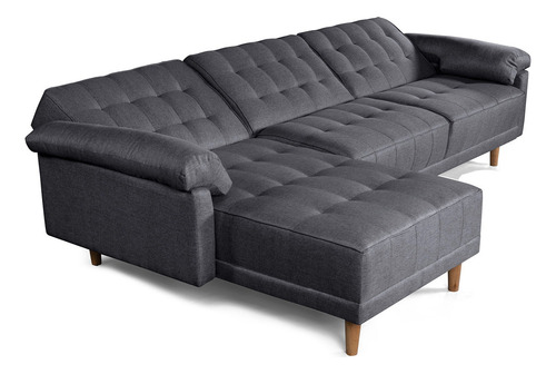 Sala Modular Landon Makora Beehive Memory Foam De Lino Color Gris Oscuro