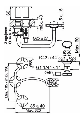 Imagen 2 de 3 de Griferia De Bidet Fv Alerce 0295/d7 Cierre Ceramico-maderwil