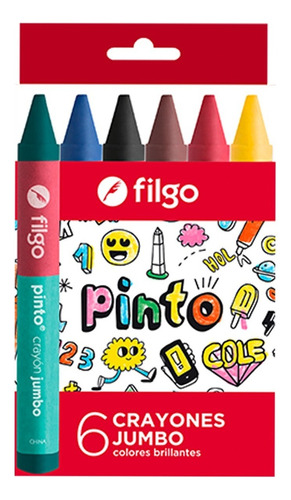 Crayones De Cera Filgo Pinto Jumbo Gruesos X 6 Colores Prm
