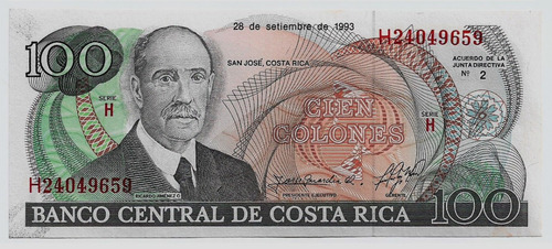 Fk Billete Costa Rica 100 Cien Colones 1993 P-261a U N C