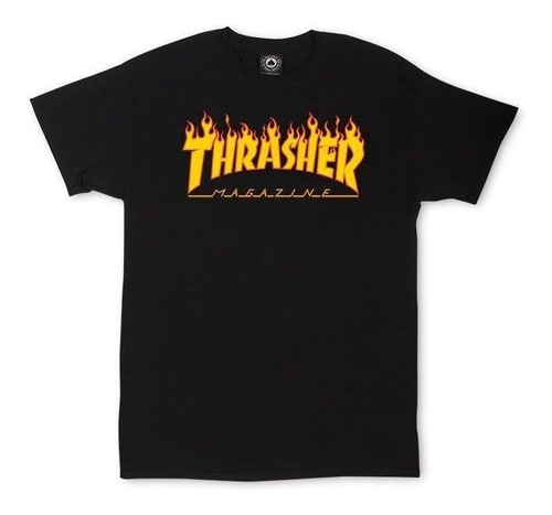 Camiseta Thrasher Magazine Flame Logo Preta - Original C/ Nf