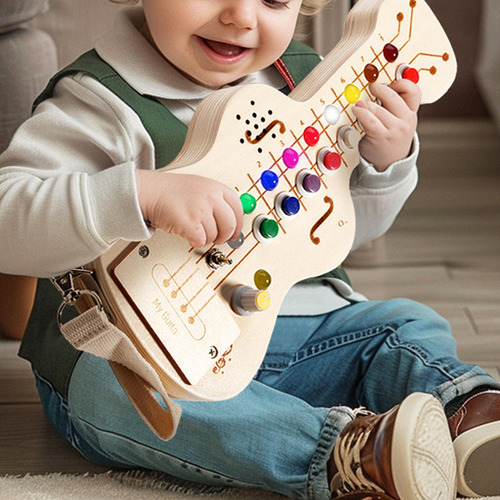 Placa Ocupada De Guitarra De Madeira Com Botões De Som