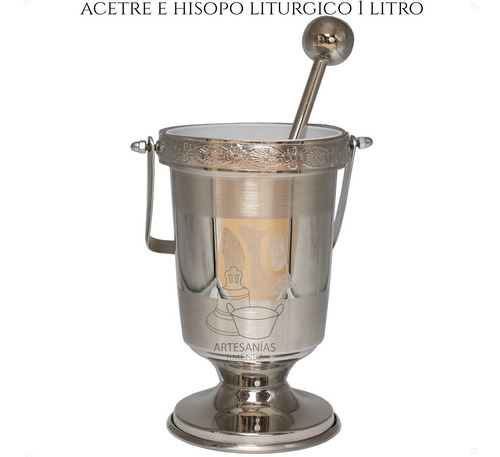 Imagen 1 de 6 de Acetre E Hisopo Para Agua Bendita Religioso 1 Litro Mediano