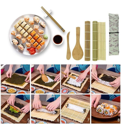 Hacer Sushi Maker Tapete Makisu Cortina Palillos Japoneses