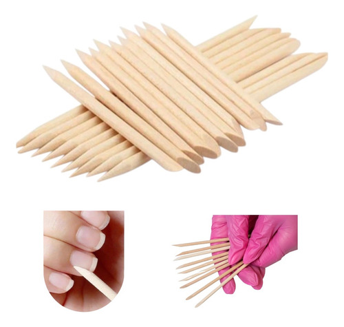 Palito Naranjo Doble Punta De Madera Multiusos 50 Piezas