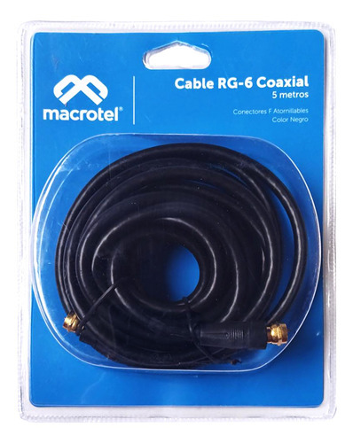 Cable Coaxial Con Terminal F . 5 Metros Negro
