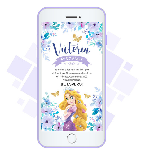Invitación Digital Imagen Virtual - Princesa Rapunzel