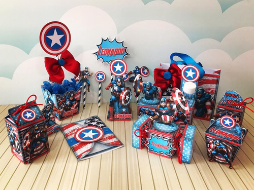 Kit Imprimible Cajitas Capitán América
