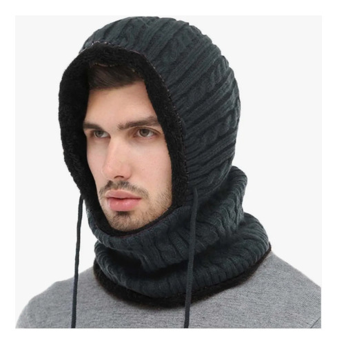 Cuello Con Capucha Unisex Abrigo Termico Gris Oscuro Único Adulto