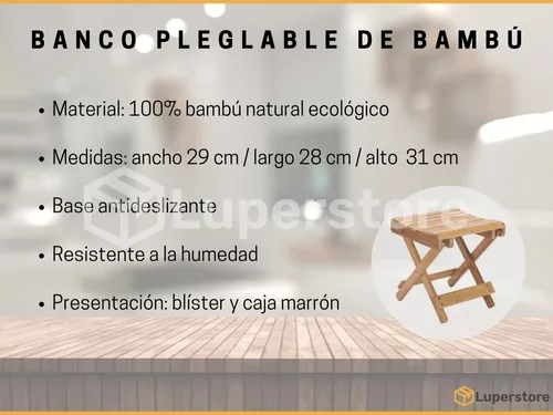 Banco Plegable Madera Bambu Mini Mesa Baño Living Escalera