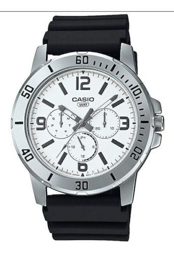 Reloj Casio Modelo Mtp-vd300 Extensible Negro Cara Blanca