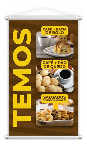 Banner Temos Café Bolo Pão De Queijo Salgados Grande