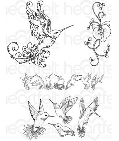 Imagem 2 de 2 de Heartfelt Creations Cling Carimbos Set Regal Hummingbird