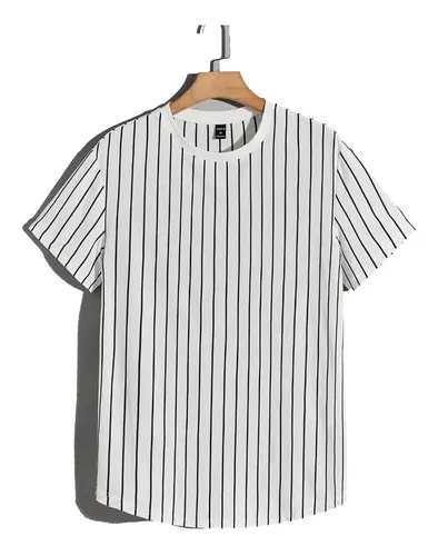 Playera blanca rayas negras sale