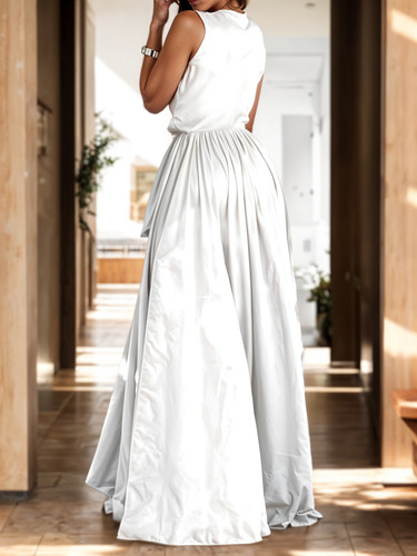 Vestido Elegante Cuello V Profundo Detalle De Abertura #144