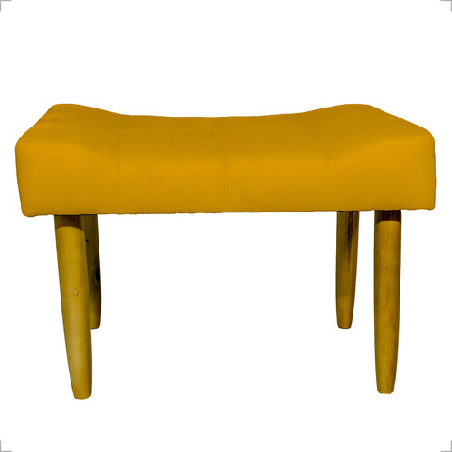 Puff Decorativo Retangular Requinte Pé Palito Suede Bege Cor Mostarda