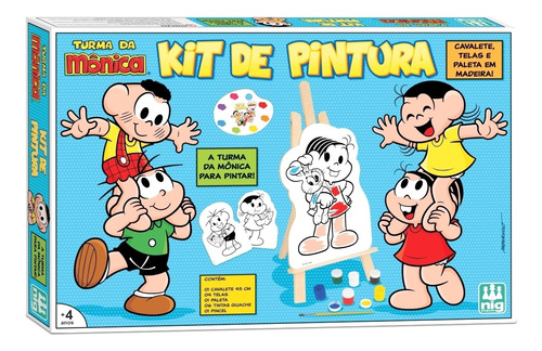 Kit Quadros De Pintura Infantil Turma Da Monica Com Cavalete