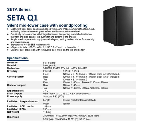 Imagen 9 de 10 de Gabinete Silverstone Seta Q1 Maxima Insonorización !