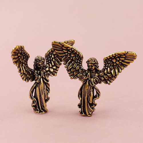 Estátua De Anjo Em Latão, Ornamento Antigo, Escultura,
