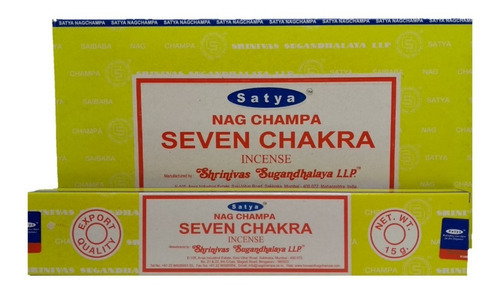Incenso Massala Satya Seven Chakra Box C/ 12 Caixas De15gr Fragrância Seven Chakras
