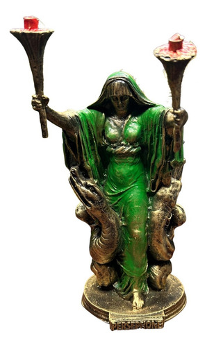 Estátua Exclusiva Perséfone - Decoração Resina Cor Verde