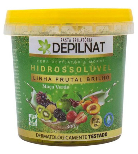 Cera Hidrossolúvel Frutal Brilho Maçã Verde Depilnat - 300g