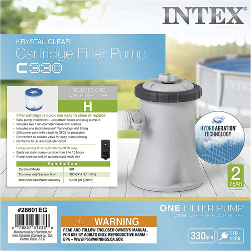 Intex 28601eg C330 Krystal Clear Bomba De Filtro De Cartu...