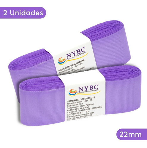 Fita Para Laço De Gorgurão Lilas - 22 Mm - Kit/2 - Nybc Liso