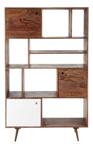 Andersen Librero Estilo Escandinavo Madera Tzalam 3 Puertas Color Blanco