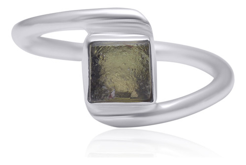 Natural Raw Moldavite Ring Stackable Ring Rough Stone Ring .