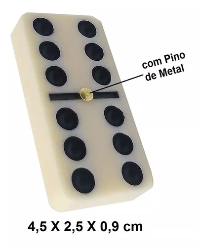 Jogo Domino Grosso Grande Profissional Com Pino Metal Branco