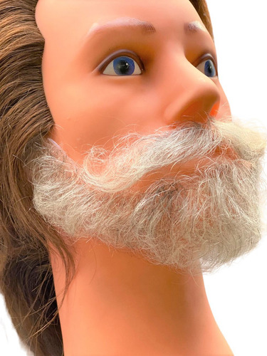 Barba Falsa Postiça Grisalha Loira Cabelo Natural + Bigode