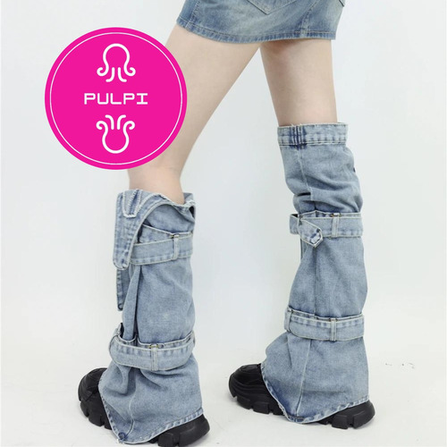 Calentitos Polaina Jean Denim Punk Grunge Y2k Aesthetic