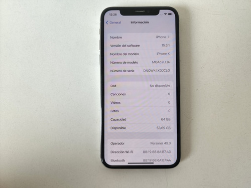 Imagen 6 de 7 de iPhone X 64 Gb Plata Bateria Al 82% - Sin Accesorios