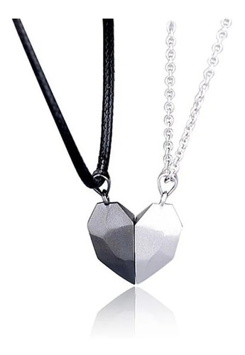 Collar Pareja - Magnéticos Novios Amor Imán Corazon Negro Pl