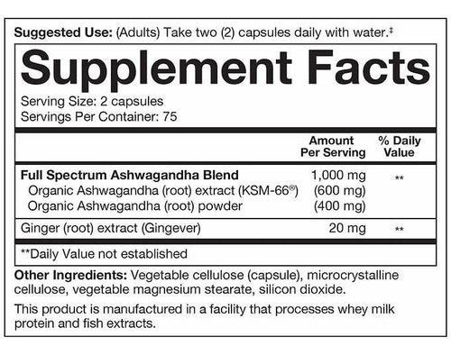 Imagem 2 de 4 de Ashwagandha Youtheory 1000 Mg 150 Cáps Natural Antiestresse