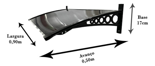 Toldo Policarbonato 0,90x0,50m P/ Portas E Janelas -completo