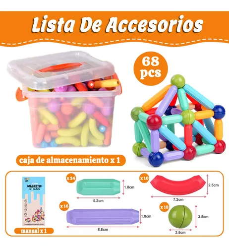 68 Bloques Juego De Bloques Magnéticos Regalo Para Niños