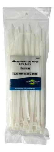 Abracadeira Nylon Brasfort Branca 7,6x250  50 Pecas  8689