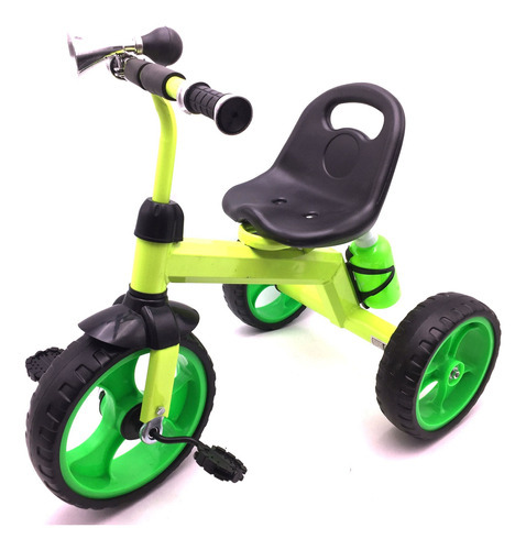 Triciclo Infantil Niños De Metal Con Bocina Y Caramañola Color Verde