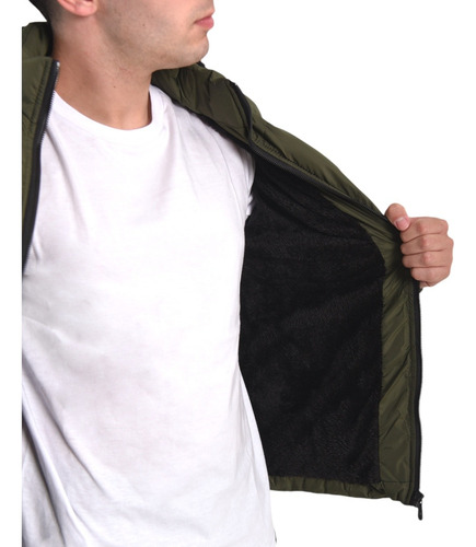 Campera Hombre Corderito Capucha Desmontable Bolsillo Cierre
