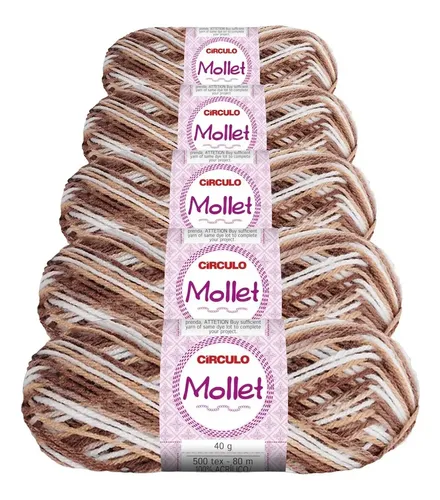 5 Novelos Lã Mollet 40g Crochê / Tricô - Círculo Cor 9687