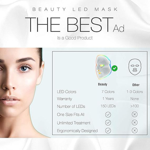 Máscara Facial Led De 7 Colores Con Fotones Azules Y Rojos