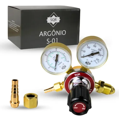 Regulador de Pressão Argônio SQR S-01 Para Cilindro de Soldagem MIG TIG