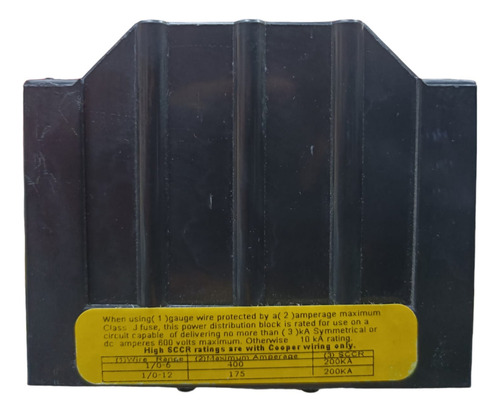 Bloque De Distribucion Bussmann 16371-3, 3 Polos 400a 600v