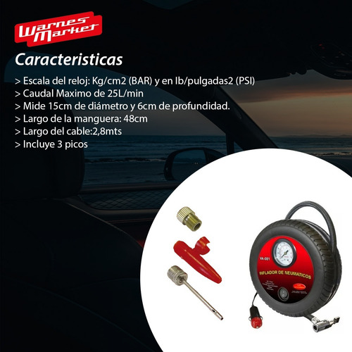 Imagen 2 de 9 de Compresor Portatil 12v Aire Rueda Autos Moto 4x4 Cuatriciclo