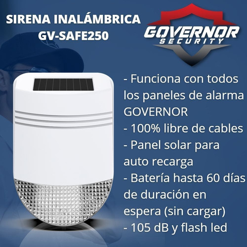 Sirena Inalambrica Exterior Para Alarmas Governor Safe250