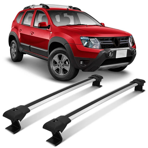 Rack De Teto Travessa Larga Renault Duster 2016 A 2018 Prata