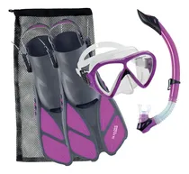 Comprar Combo Buceo Snorkel Cressi Bonete Mascara \u002F Aleta \u002F Snorkel Color Púrpura