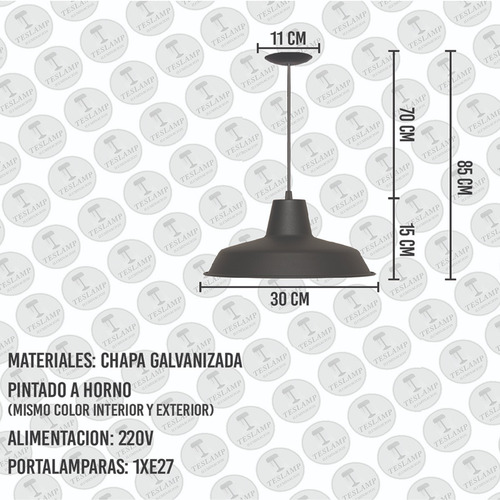Pack X2 Lampara Colgante Campana Galponera Varios Colores
